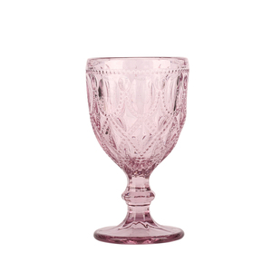 Calice di acqua colorato goffrato <span class=keywords><strong>rosa</strong></span> caldo vendita <span class=keywords><strong>rosa</strong></span> vetro Vintage personalizzato tazza di vetro colorato personalizzato calice di vetro - Product Image 1