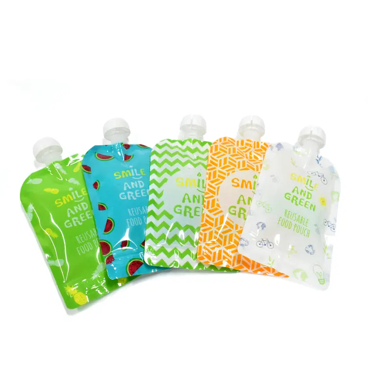 Emballage de liquide en plastique design personnalisé pochette de boisson debout avec bec verseur sac de poche de bec verseur de jus d'aliment pour bébé