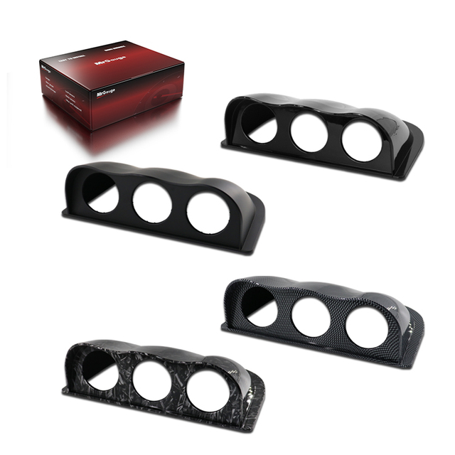 MrGauge 60MM Automotive Dashboard Mount Gauge Holder Black Carbon Fiber 3-Hole Control Panel Triple Gauge Pod