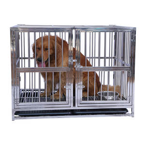 Peti anjing tugas berat kandang logam kuat bentuk rumah kandang anjing peliharaan Playpen dengan 4 roda pengunci - Product Image 3