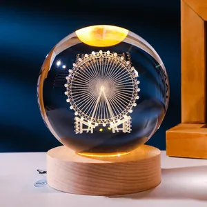 Veilleuse boule de cristal à vente directe d'usine blanc chaud veilleuses lune pour enfants pour cadeaux - Product Image 6