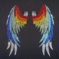 Coloré arc-en-ciel aile d'ange Hotfix Motif Bling fer sur les transferts motifs de cristal pour robes de mariée tenues de fête de mariée