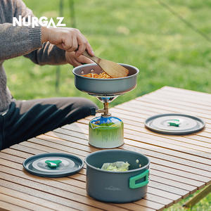 Nurgaz Estufa portátil para exteriores, quemador de gas, 120x90mm, resistente al viento, estufa para cocinar, alta potencia, ligera, plateada - Product Image 1