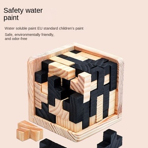<span class=keywords><strong>Cube</strong></span> de puzzle en bois 54T, jeu de blocs imbriqués, défi logique, jouet éducatif anti-stress pour le bureau - Product Image 2