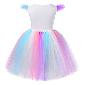 Vestido <span class=keywords><strong>de</strong></span> fiesta personalizable para niña, novedad <span class=keywords><strong>de</strong></span> 2025, ropa <span class=keywords><strong>de</strong></span> Boutique para niña pequeña, vestido tutú con manga voladora <span class=keywords><strong>de</strong></span> tul <span class=keywords><strong>de</strong></span> unicornio arcoíris claro - Product Image 3