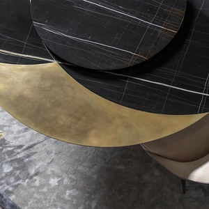 <b>Dining</b> <b>Tables</b> and Chairs <b>Set</b> <b>Dining</b> Chair Luxury High End <b>Round</b> Marble Dinning <b>Table</b> <b>Set</b> Black <b>4</b> Seater Chairs Modern Lu-divano0 - Product Image 5