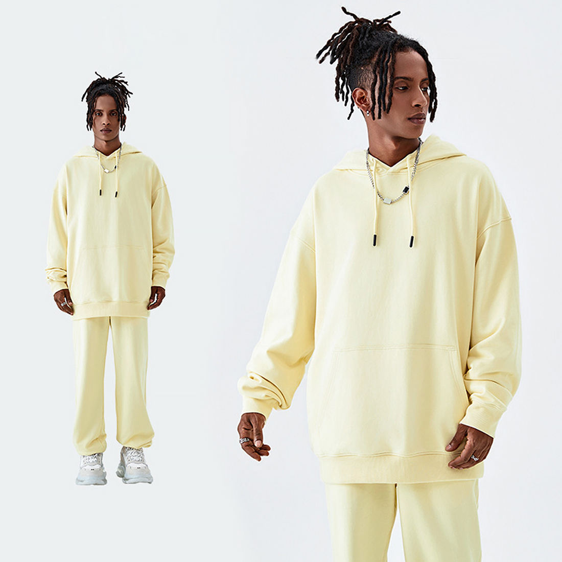 เสื้อฮู้ดสีเบจ