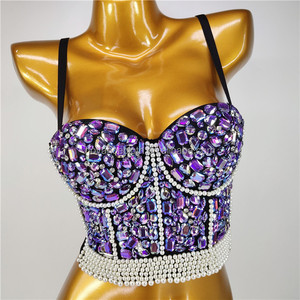 <span class=keywords><strong>2022</strong></span> nuevas tendencias naranja láser diamante perla traje <span class=keywords><strong>de</strong></span> escenario ropa interior Mujer sujetador <span class=keywords><strong>de</strong></span> diamantes <span class=keywords><strong>de</strong></span> imitación Sexy verano tirantes - Product Image 4