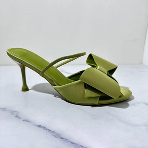2025 Summer New Women's High Heel <strong>Sandals</strong> Blue Silk Texture <strong>Bow</strong> High Heel <strong>Sandals</strong> Chain Matte Crescent Bag Set Fashion Trend - Product Image 6