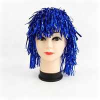 Perruque scintillante en plastique métallisé, accessoire de tête fantaisie pour Halloween, carnaval, mascarade, photomaton