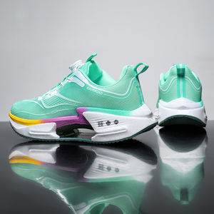 Mesh Breathable Chunky Sole Mens Carbon Fiber Plate Performance Running Shoes With Fast Dial <strong>Lacing</strong> System <strong>No</strong> Tie Kicks Gradient - Product Image 5