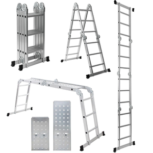 Échelle articulée multifonction en aluminium, échelle combinée articulée réglable convertible en échelle d'extension à marches, échafaudage - Product Image 2