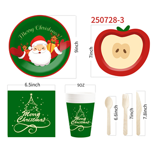 DAMAI Nuevo Juego de Vajilla Navideña con Elementos de Papá Noel, Platos de Papel y Molde de Manzana para Suministros Navideños, Sirve para 8 Personas - Product Image 6