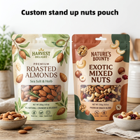 Sachets d'emballage alimentaire personnalisés refermables de 250g, 350g, 500g avec fermeture éclair pour noix, mélanges de noix et snacks