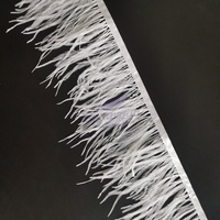 Promotion : Bordure en plumes d'autruche blanches teintées, 10-13 cm, franges moelleuses, garniture en dentelle pour robe de soirée et décoration de danse