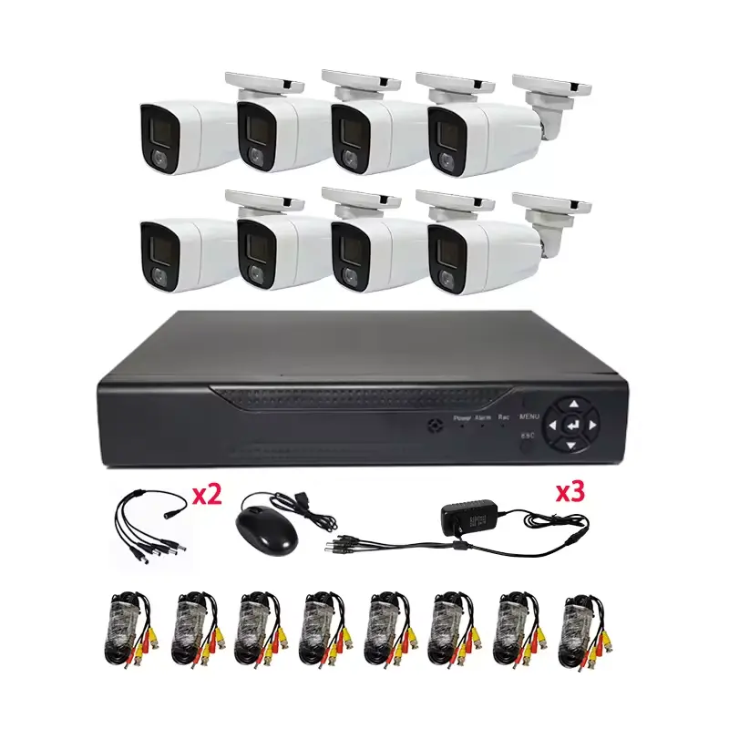 5MP Outdoor 8 CH DVR Kit Sistema de cámara de seguridad para el hogar AHD Conjunto combinado completo 8 en 1 Cámara analógica Precio barato