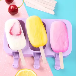 Yapışmaz DIY sevimli silikon dondurma çubuğu üreticisi kalıpları ile buz Pop Popsicle