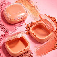 Boîte d'emballage vide pour fard à joues rose avec logo personnalisé, couvercle transparent, 4g, format triangle, pour voyage, maquillage, fard à paupières