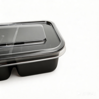 Contenants alimentaires rectangulaires jetables à 4 compartiments, étanches, transparents, en plastique PET de 5 mm, avec couvercles, pour nouilles, gâteaux, préparation de repas