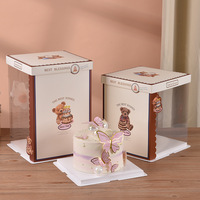 Boîte à gâteau blanche élégante et luxueuse avec fenêtre transparente en PET, fermeture sécurisée, emballage professionnel pour boulangerie, pour anniversaire, mariage, cadeau, OEM
