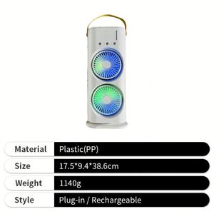 Ventilateur Brumisateur Oscillant Blanc 2025, Rechargeable USB, Grande Capacité 600ml, Réservoir d'Eau en Plastique ABS, Portable et Moderne pour Bureau - Product Image 3
