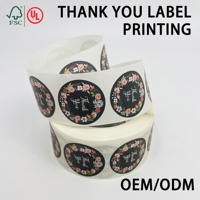 Stiker Label Gulung Terima Kasih Bulat Tahan Air Berkilau dengan Logo Cetak Kustom, Perekat Sendiri untuk Promosi Merek dan Kemasan