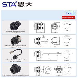 E13 RJ45 13/16 "-28uns महिला सामने माउंट/90 ° 180 ° पीछे माउंट/एकल नेटवर्क पोर्ट महिला सॉकेट - Product Image 4