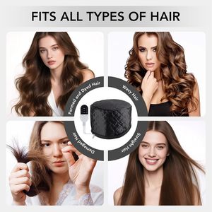Chapeau chauffant électrique noir pour soins capillaires, avec vapeur thermique et température réglable pour usage domestique - Product Image 6