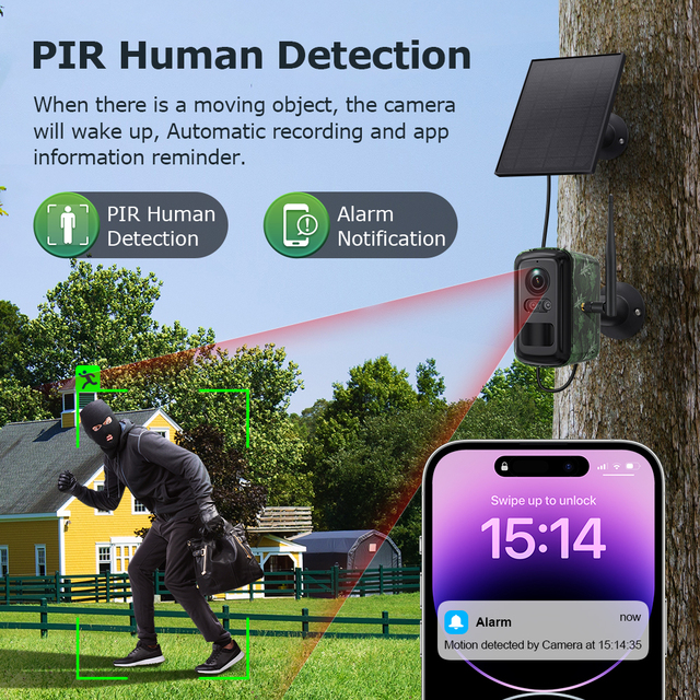 500M WIFI Camera 3MP Outdoor IP Security Halow Wifi Home Hub Solar Camera Kits 4-Cam Pack Solar WIFI Solar Network Camera Kits