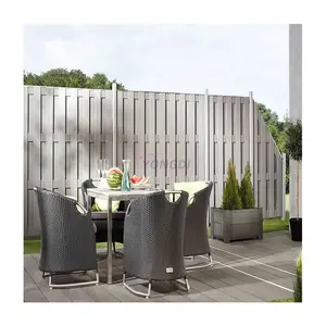 Houten Composiet Paneel Custom Wpc Rooster Tuin Hek Set Met Aluminium Privarcy Scherm