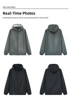 Veste de protection solaire à capuche 100% polyester UPF50+ imperméable, légère, pour le cyclisme en plein air, avec poche de rangement