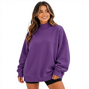 Sudadera de Cuello Alto para Mujer, Color Sólido, Poliéster/Algodón, Largo Regular, Estilo Urbano, Personalizada, para Invierno, Ropa Casual - Product Image 1