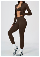Ensemble de sport 3 pièces sans couture pour femme, séchage rapide, soutien-gorge de sport et caraco, tissu Spandex/Nylon haute élasticité