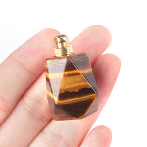 25*23mm pierre précieuse octogone <span class=keywords><strong>parfum</strong></span> bouteille pendentif cristal Rose Quartz huile essentielle bouteille à la mode fabrication de bijoux charme - Product Image 2