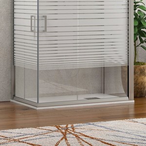 Kamalu K410 Porte Doccia Pieghevoli a 3 Lati 80x100x80 in Vetro Serigrafato Spessore 6mm Altezza 180 per Hotel e Ville - Product Image 5