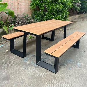 Usine en stock vente en gros bon marché commercial WPC lavable en métal cadre extérieur table à manger banc ensemble pour patio jardin parc - Product Image 1