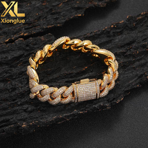 New Arrival 2025 18mm 22inch Hip Hop Iced Out Gold Cuban Link Chain Necklace Jewelry <b>for</b> <b>Men</b> Gold and <b>Silver</b> - Product Image 1