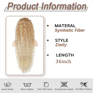 Cola de Caballo Larga y Ondulada con Cordón Ajustable de 36 Pulgadas, Extensiones de Cabello con Clip, Aspecto Natural y Voluminoso, Postizo Sintético - Product Image 4