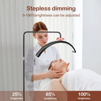 Lampe à cils de 24 pouces, lumière demi-lune pour cils, lampe grossissante LED avec anneau lumineux et support de téléphone pour tatouage et beauté
