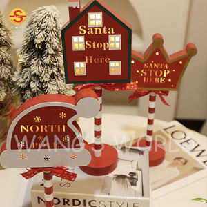 Vente en gros Nouvelle conception Lampe de nuit en bois LED à piles, design panneau STOP, pour chambre, bureau, vitrine et décoration de table - Product Image 5