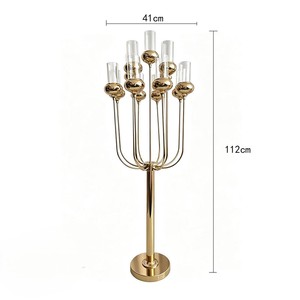 Elegant Modern Gold Metal Candelabra Glass <b>Candle</b> Stick Table Centerpiece for <b>Wedding</b> Iron <b>Wedding</b> Decoration - Product Image 2