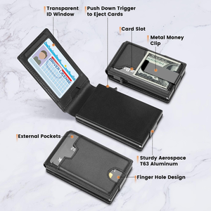 Portafogli in Fibra di Carbonio per Carte di Credito, Portafogli da <span class=keywords><strong>Uomo</strong></span> di Marca con RFID, Portafoglio Trifold in Pelle Nero Magico, Mini Portafoglio Sottile, <span class=keywords><strong>Piccola</strong></span> Borsa Porta Soldi, Portamonete Maschile - Product Image 2
