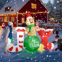Bonhomme en pain d'épices gonflable JOY avec boule cadeau, canne en sucre, lumière LED, Noël, pour la cour, la pelouse, la maison, la fête en plein air, décoration de fête
