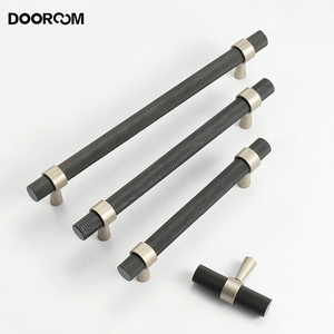 Dooroom Brass Knurled Furniture Handles Modern <strong>Matt</strong> <strong>Black</strong> Brass Silver Cupboard Wardrobe Dresser Shoe Box <strong>Drawer</strong> Cabinet Pulls - Product Image 3