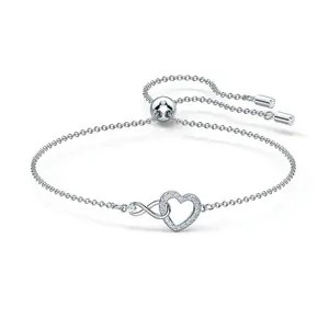 Bracelete feminino, venda quente ajustável bracelete de corrente de prata para mulheres 8 oito pingentes de coração