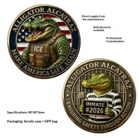 Monnaie commémorative en fer à relief 3D double face, thème Alligator Alcatraz Crocodile, vente chaude transfrontalière, emballée individuellement