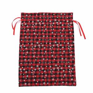 Sac en coton à cordon de serrage pour Noël, 15,5 x 11,8 pouces, motif écossais Buffalo, idéal pour le rangement, les cadeaux de Noël et comme sacs de courses - Product Image 6