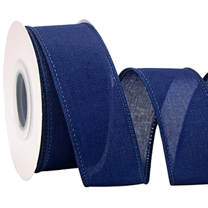 Bobine de ruban en organza bleu marine, tissé uni, durable, pour décoration de cadeaux, largeur 2,5 pouces, vente en gros - Product Image 1