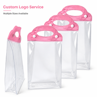 Pochette de maquillage antistatique en PVC transparent avec logo personnalisé, fermeture à bouton, pour les voyages, mascara, parfum, shampoing, lotion, masque facial