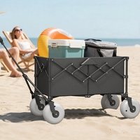 Chariot utilitaire pliable portable à quatre roues en tissu Oxford 600D respirant et peu encombrant pour les courses et les pique-niques en extérieur (OEM)